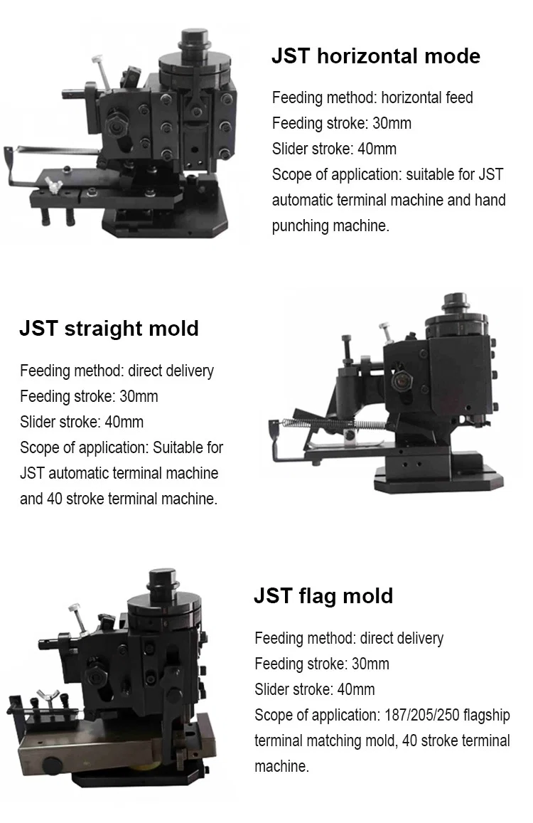 JST straight mold, terminal crimping maskine til europæisk form, terminal crimping maskine til europæisk applikator, JST terminal crimping machine